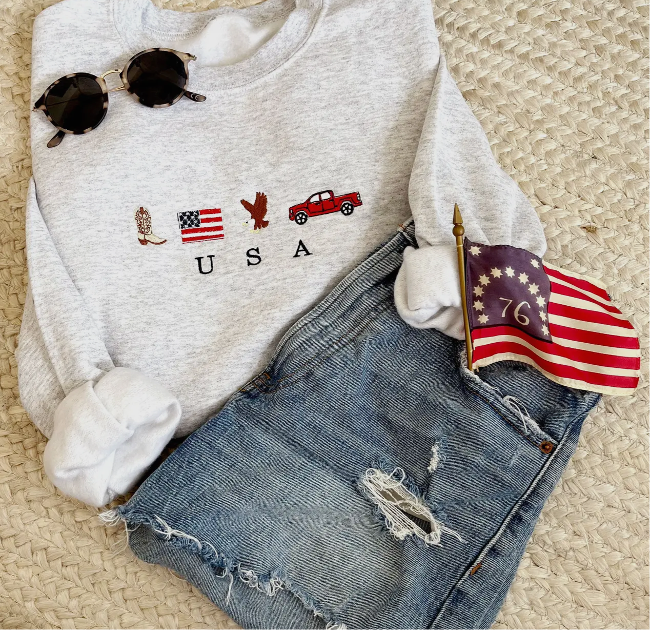 USA Embroidered Crewneck