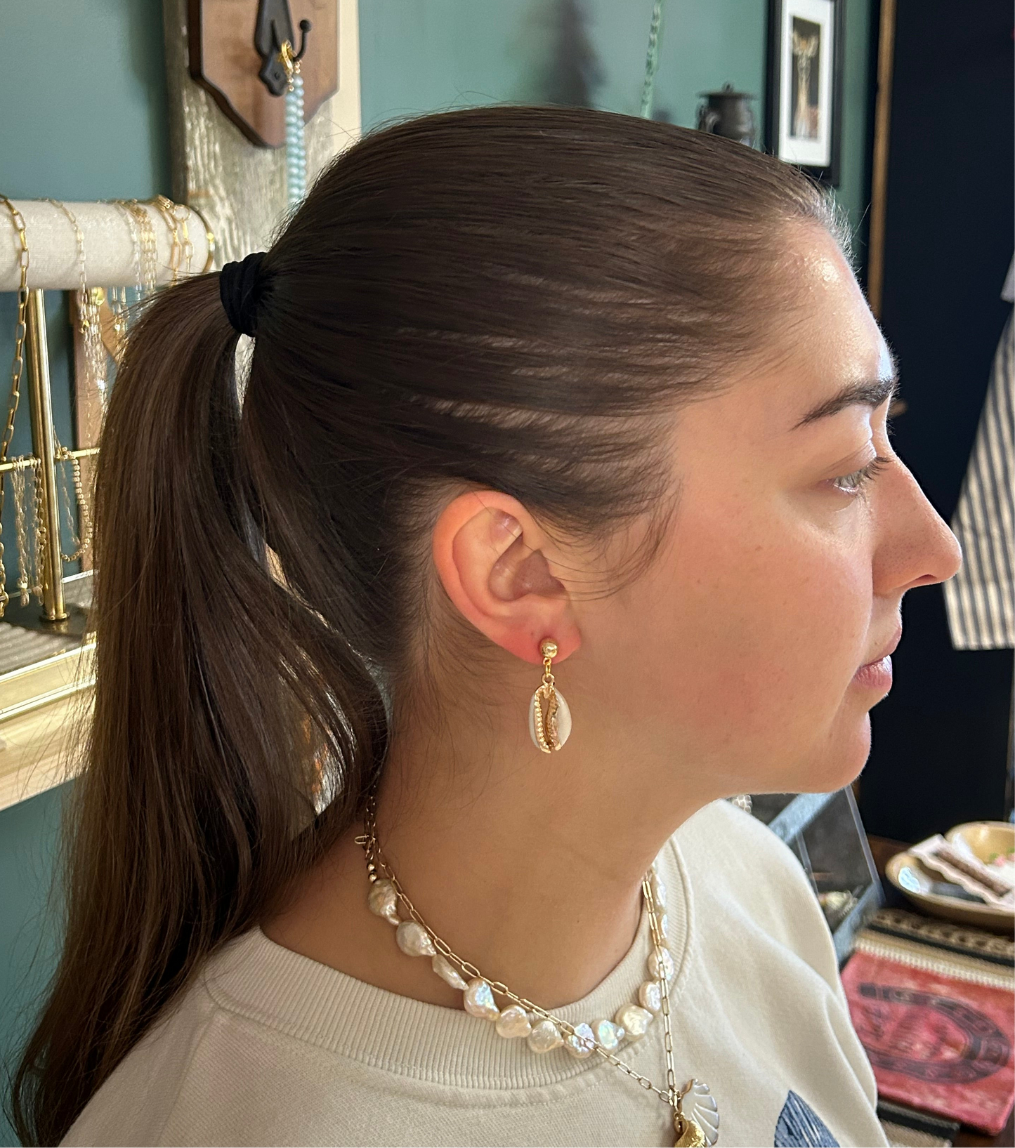 Golden Cowrie Earrings