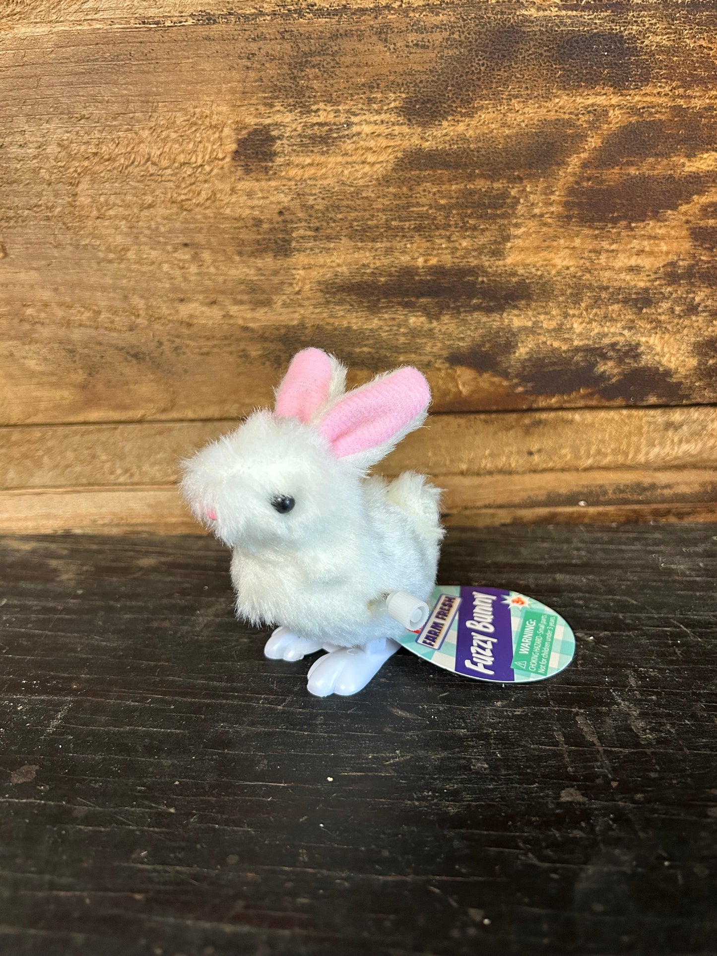 Farm Fresh White Fuzzy Bunny Wind Ups, Spring, Easter