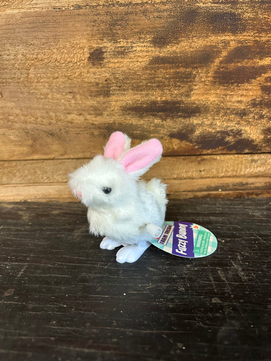 Farm Fresh White Fuzzy Bunny Wind Ups, Spring, Easter