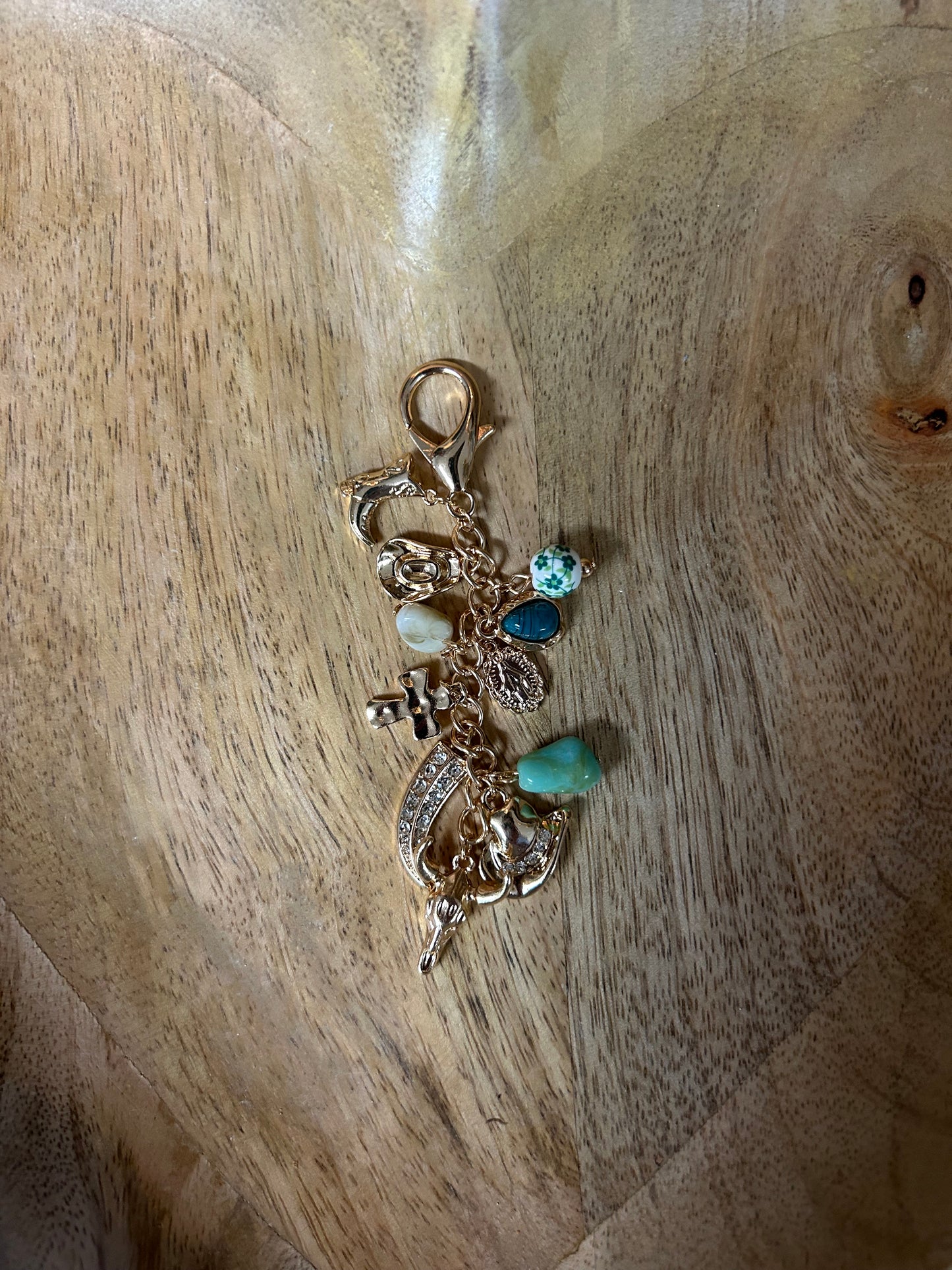 WESTERN PORCELAIN CROSS BOOT COWBOY HAT BAG CHARM | 80K010