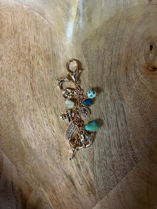 WESTERN PORCELAIN CROSS BOOT COWBOY HAT BAG CHARM | 80K010
