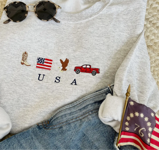USA Embroidered Crewneck