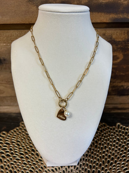 Custom Charm Necklace with Gold Paperclip Charm Keeper