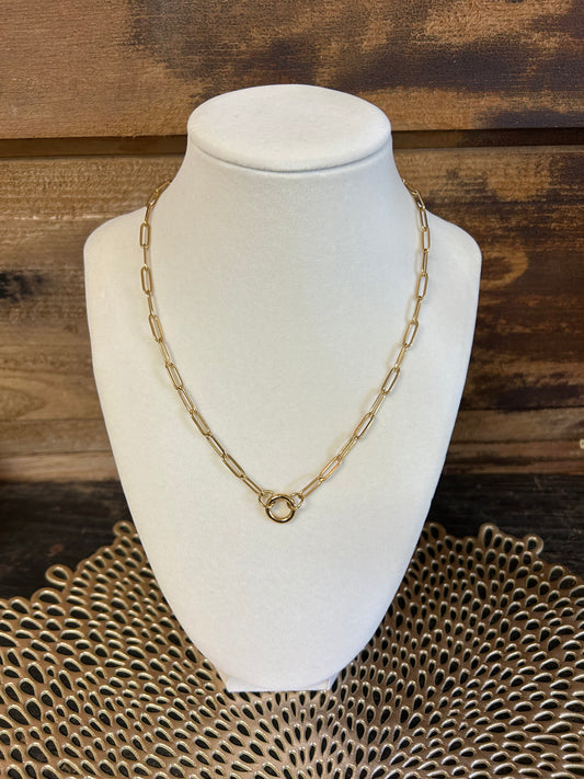 Custom Charm Necklace with Gold Paperclip Charm Keeper