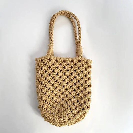 Hollow Out Bucket Woven Bag